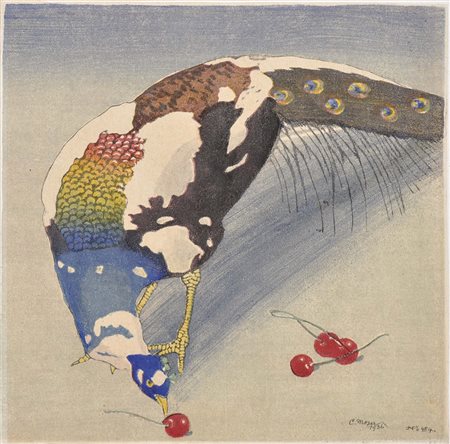 Carl Moser (Bozen/Bolzano 1873 – 1939), Pavone con macchie bianche,...