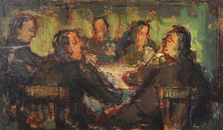 Eddy von Ferrari (Brixen/Bressanone 1923 – Verona 2000), Gioco di carte;Öl...