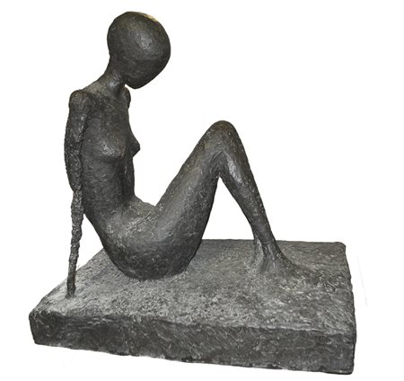 Walter Nagl (* Grinzens 1939), Nudo seduto;Bronze, 59 x 83 x 89 cm
