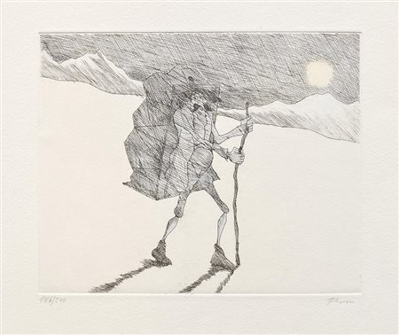 Paul Flora Glurns/Glorenza 1922 – Innsbruck 2003), Contrabbandiere;Acquaforte...