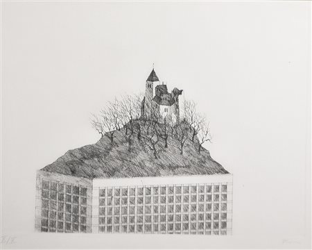 Paul Flora Glurns/Glorenza 1922 – Innsbruck 2003), Penthouse;Acquaforte,...