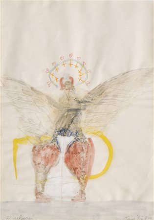 Tone Fink (*Schwarzenberg, Vorarlberg 1944), Figura alata, 1979;Matita,...