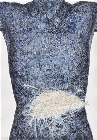 Elmar Peintner (* Zams 1954), Il nido dentro di me;Matita, tempera, 38 x 27...