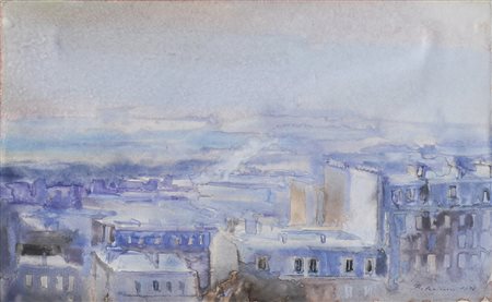 Hans Kruckenhauser (Bregenz 1940 – Oslip 2017), Paris, 1972;Acquerello, 36 x...