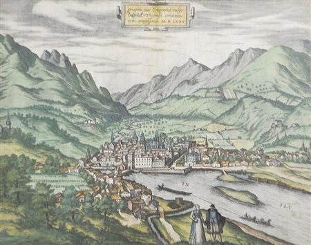 Georg Braun/Franz Hogenberg (* Zams 1939), Inspruck, um 1585;Incisione su...