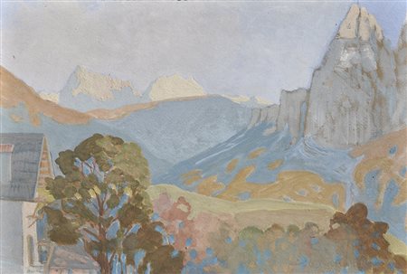 J. Fiene zugeschrieben/attribuito , Sciliar;Tempera su carta, 29 x 44 cm, in...