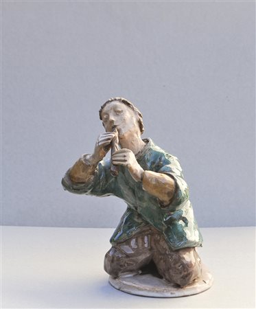 Maria Delago (St. Leonhard 1902 – Brixen/ 1979), Flautista;Ceramica smaltata,...