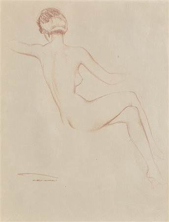 Franz Lenhart (Bad Häring 1898 – Meran/Merano 1992), Nudo seduto;Sanguigna,...