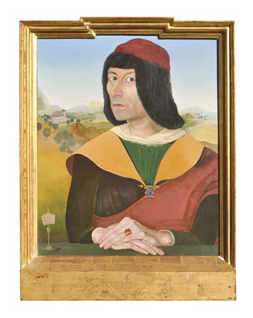 Kleophas Bogailei , Ritratto maschile in stile rinascimentale, 1965;Olio su...