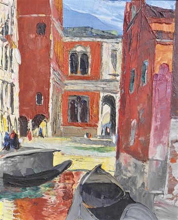 Vittorio Petrella Da Bologna (1886 – 1951), Venezia, 1925;Olio su tavola, 24...