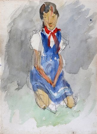 Conte Carlo acquarello su carta 20x30 Figura femminile