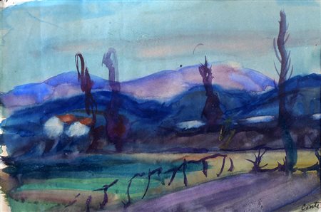 Conte Carlo acquarello su carta 20x30 Paesaggio