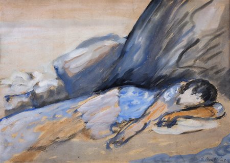 Monti Cesare acquerello su carta 30x40 senza titolo 1949