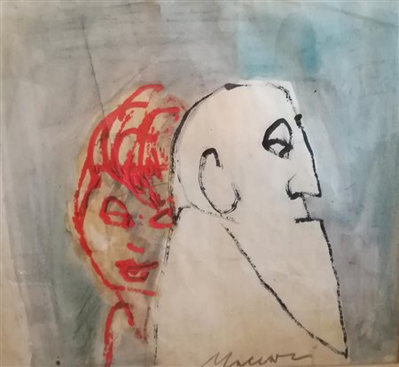 Maccari Mino disegni 40x50 Il vecchio e la ragazza