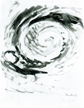 Tamburi Orfeo acquerello su carta 42x32 Cometa 1963