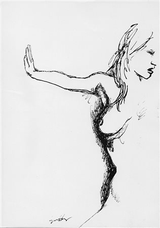 Guttuso Renato disegno 18,8x29,7 senza titolo autentica Guttuso