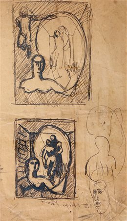 Tozzi Mario china 20x30 Studio di un saluto 1942 archivio Tozzi