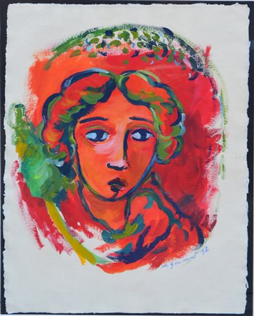 Germanà Mimmo olio e tecnica mista su carta 77x56 senza titolo 1992 archivio...