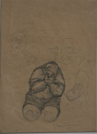 Fontana Lucio matita su carta 28x20,5 senza titolo 1940 autentica fondazione