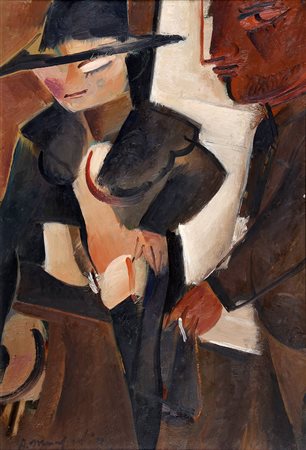 Manfredi Alberto olio su faesite 49x29 Io e la donna 1972 autentica Manfredi...