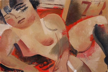 Manfredi Alberto olio su tela 15x23 senza titolo autentica Manfredi Caterina