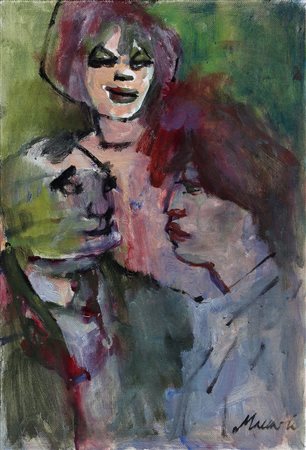 Maccari Mino olio su cartoncino telato 25x35 senza titolo 1970 archivio Maccari