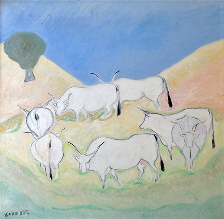 Cesetti Giuseppe olio su tela 75x75 senza titolo