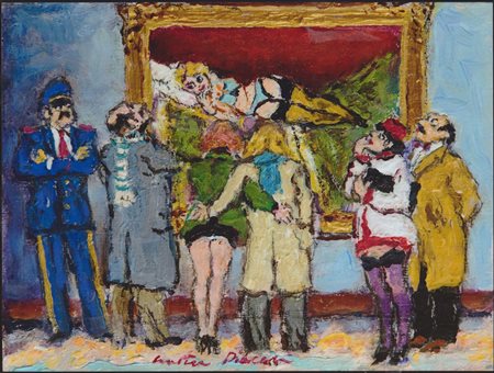 Piacesi Walter olio su tavola 18x24 Visita al museo 2006