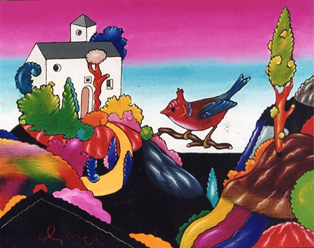 Alinari olio su tela 40x50 Paesaggio autentica dell'artista su foto