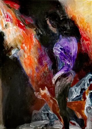 Calabria Ennio olio su tela 30x40 senza titolo autentica dell'artista su foto