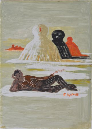 Fiume Salvatore olio su masonite 31x22,7 Il signore delle isole 1990...