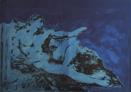 Tano Festa riporto fotografico su tela 70x100 Michelangelo 1986 archivio Tano...