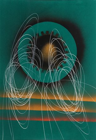 Crippa Roberto acrilico su carta intelata 50x70 Spirali 1970 archivio Crippa