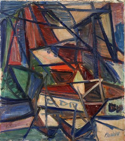 Morlotti Ennio olio su tela 70x80 senza titolo 1948 pubblicato