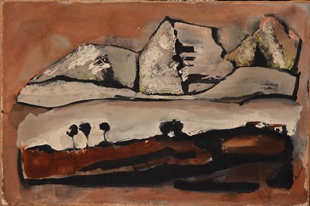 Sironi Mario olio su carta intelata 76x100 senza titolo 1940 autentica...