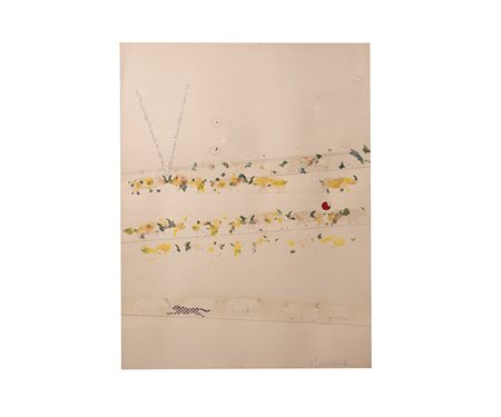 Boetti Alighiero tecnica mista su carta 70x100 Rinoceronti 1988 archivio Boetti