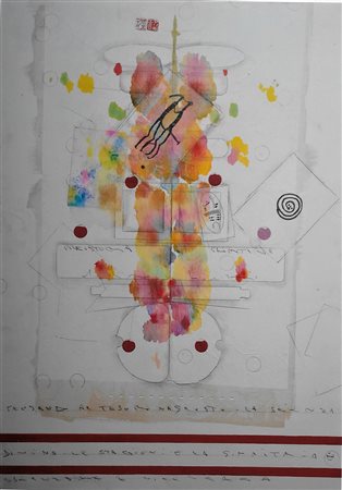 Boetti Alighiero tecnica mista su carta 70x100 senza titolo archivio Boetti