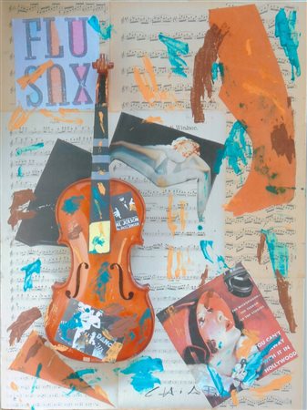 Chiari Giuseppe tecnica mista su tavola 90x80x11 Violino violino