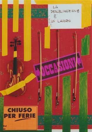 Chiari Giuseppe tecnica mista e collage su tavola 87x125 La desublemazione e...