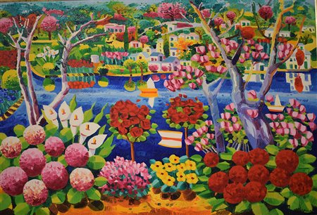 Faccincani olio su tela 80x120 senza titolo autentica dell'artista su foto