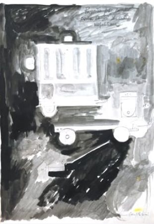 Masucci Lello acrilico su carta 50x35 Studio per sacchi 1988 autentica...