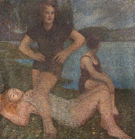 Raul Viviani (Firenze 1883 - Rapallo 1965)"Le tre grazie" olio su tela (cm...