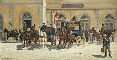 Edoardo Raimondi (Parma 1837 - Reggio Emilia 1919)"Alla stazione di Porta...