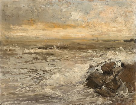 Pompeo Mariani (Monza 1857 - Bordighera 1927)"Bordighera" 1915 olio su tavola...