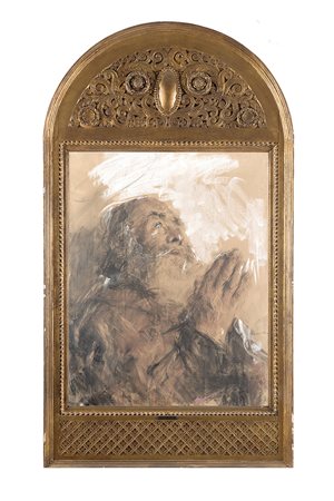 Antonio Mancini (Roma 1852 - 1930)"La preghiera"disegno a carboncino e biacca...
