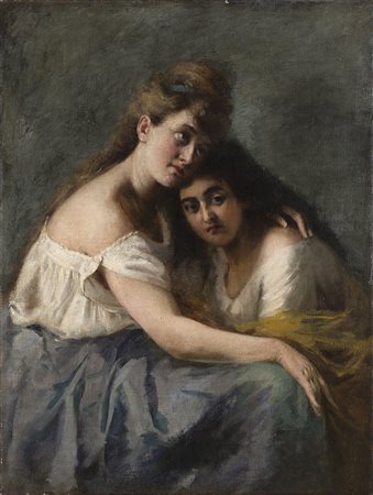 Daniele Ranzoni (Intra 1843 - 1889)"Ritratto di due donne. La baronessa Van...