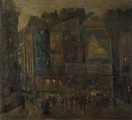 Lodovico Cavaleri (Milano 1867 - Cuvio 1942)"Vecchia Parigi" 1930 olio su...