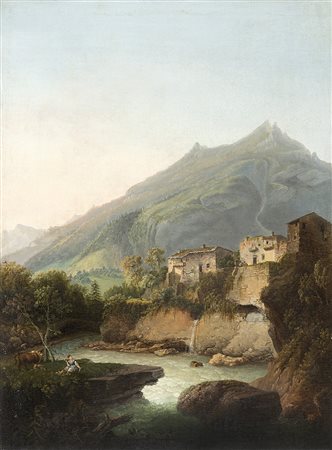 Marco Gozzi (San Giovanni Bianco 1759 - Bergamo 1839)"Isola di Fondra in Val...