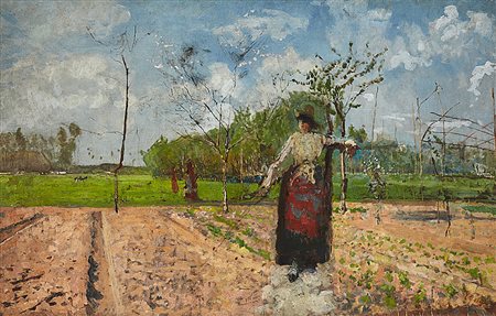 Emilio Gola (Milano 1851 - 1923)"Paesaggio in Brianza"olio su tela (cm...