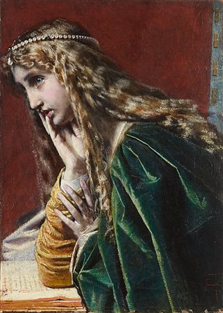 Tranquillo Cremona (Pavia 1837 - Milano 1878)"Malinconia"olio su tela (cm...